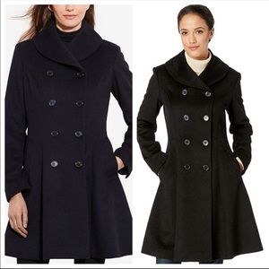 Ralph Lauren Military Wool Coat Skirted Navy